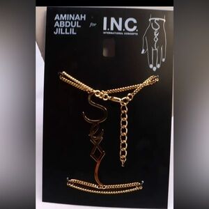 NWT HAND BRACELET BY AMINAH ABDUL JILLIL FOR INC GOLD TONE